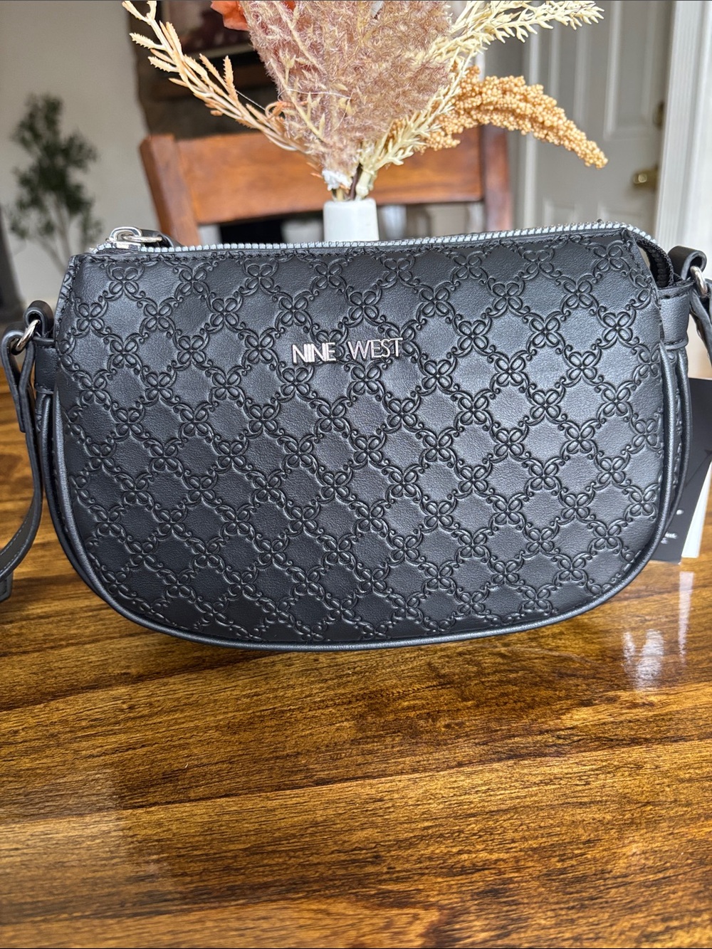 Nine West Black Embossed Crossbody Bag
